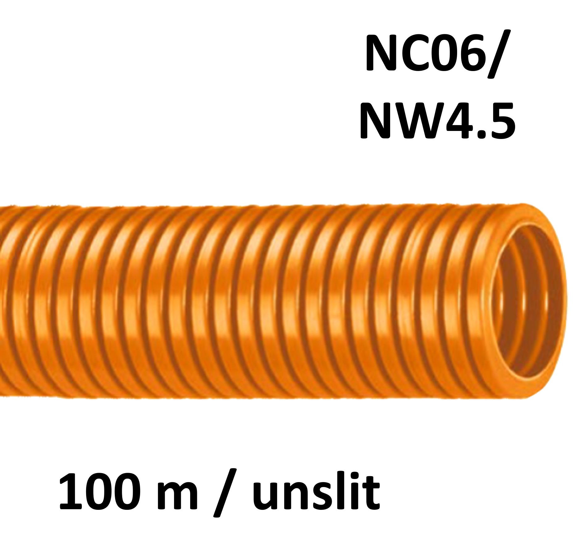 ABB Harnessflex NC06/OR/100M - NC Corrugated Standard Tube PA6 orange unslit NC06 / NW4.5 (100 m coil) 