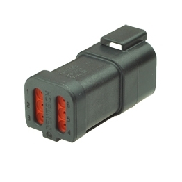 Deutsch DT04-6P-CE03 - 6 Way Receptacle Deutsch DT-Series with Reduced Dia. Seal (E-Seal) and End Cap, black