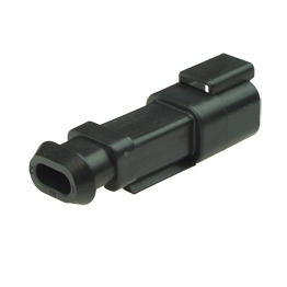 Deutsch DT04-2P-CE09 Stecker - 2-poliges Stiftgehaeuse Deutsch DT-Serie mit reduziertem Dichtungsdurchmesser (E-Seal) und Schrumpfschlauchanschlu, schwarz