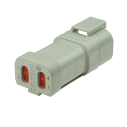 Deutsch DT04-4P-CE01 - 4 Way Receptacle Deutsch DT-Series with Reduced Dia. Seal (E-Seal) and End Cap