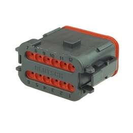 Deutsch DT06-12SA-EP08 - 12 way Plug Deutsch DT-Series with Enhanced Front Seal Retention and End Cap , black