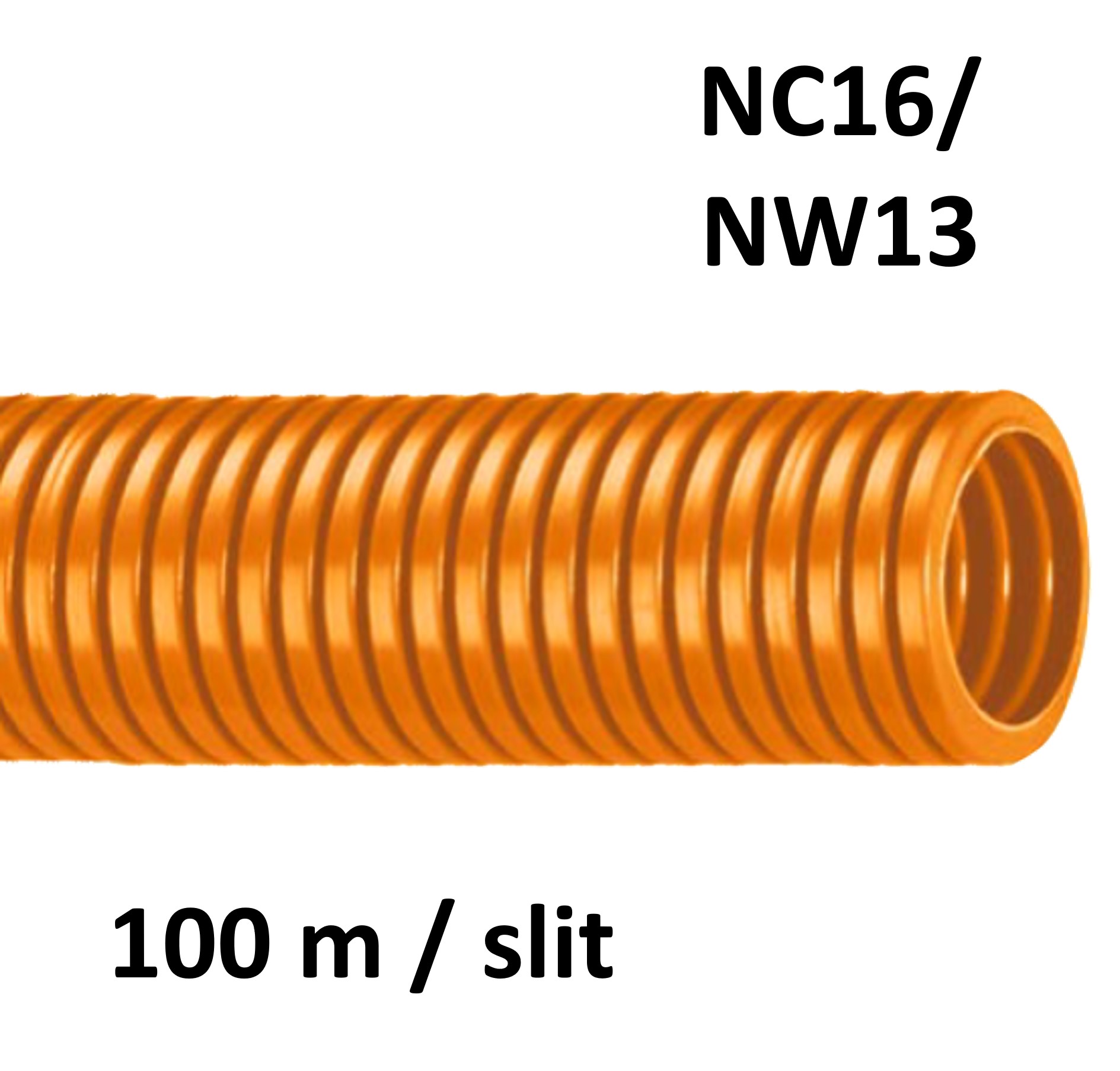 ABB Harnessflex CTPA16-S/OR/100M - CTPA-Wellrohr leicht PA6 orange geschlitzt NC16 / NW13 (100 m Rolle) 