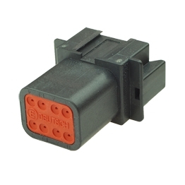 Deutsch DT04-08PA-CE02 - 8 Way Receptacle Deutsch DT-Series with Reduced Dia. Seal (E-Seal), black