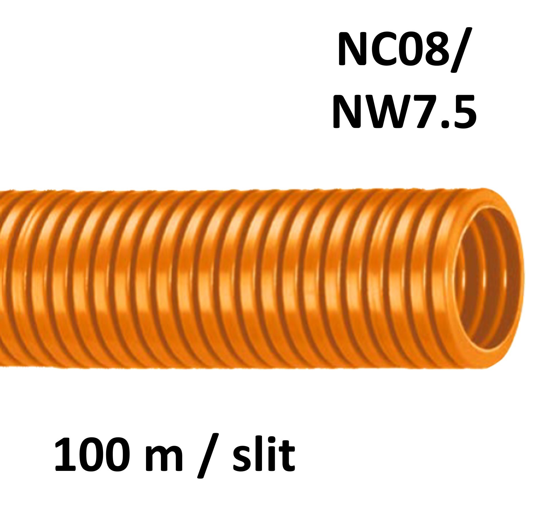 ABB Harnessflex CTPA08-S/OR/100M - CTPA-Wellrohr leicht PA6 orange geschlitzt NC08 / NW7.5 (100 m Rolle) 