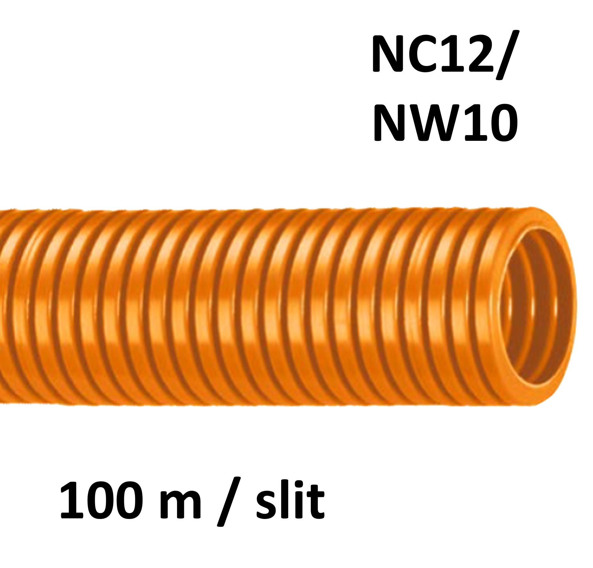 ABB Harnessflex CTPA12-S/OR/100M - CTPA-Wellrohr leicht PA6 orange geschlitzt NC12 / NW10 (100 m Rolle) 