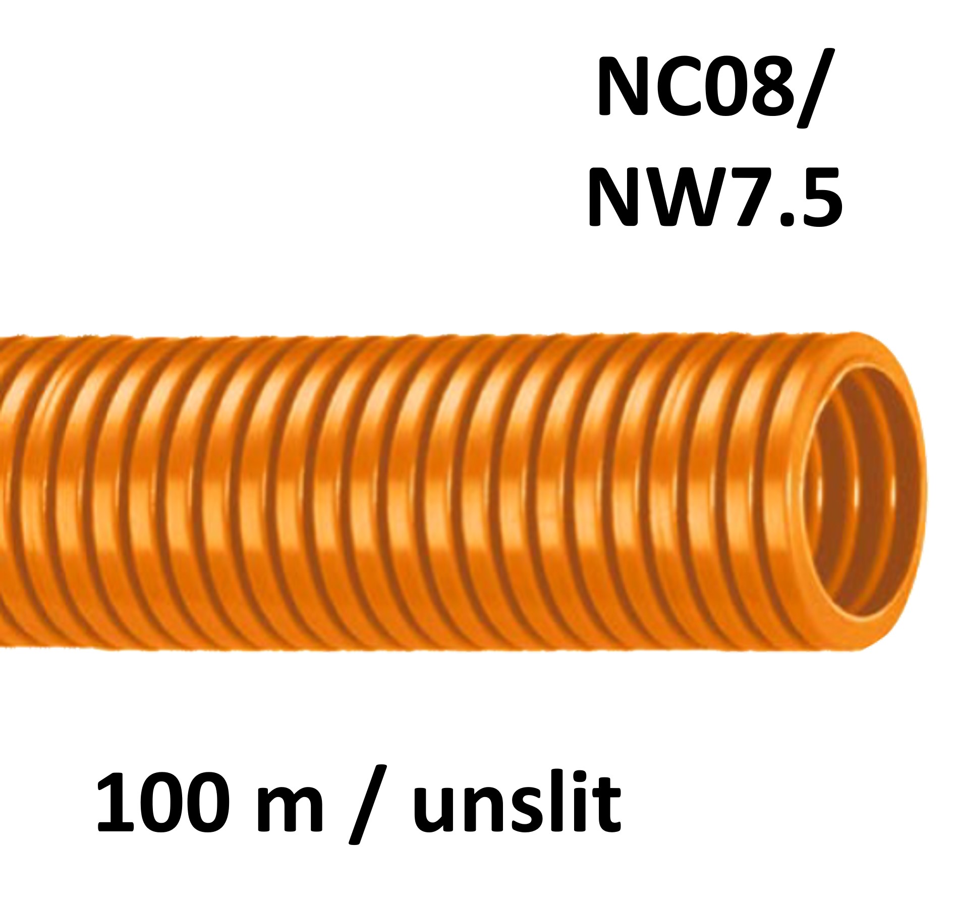 ABB Harnessflex NC08/OR/100M - NC Corrugated Standard Tube PA6 orange unslit NC08 / NW7.5 (100 m coil) 