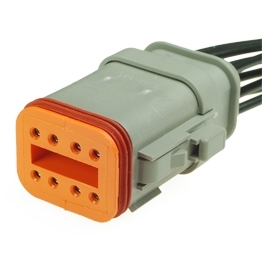 Deutsch DT06-08SA-CE04 Stecker mit Kabel - 8-poliges Buchsengehaeuse Deutsch DT-Serie mit reduziertem Dichtungsdurchmesser (E-Seal) und Schrumpfschlauchanschluss