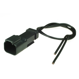 DT04-2P-CE03-PT - Full assembled 2 Way Receptacle Deutsch DT-Series with Reduced Dia. Seal (E-Seal) and End Cap, black