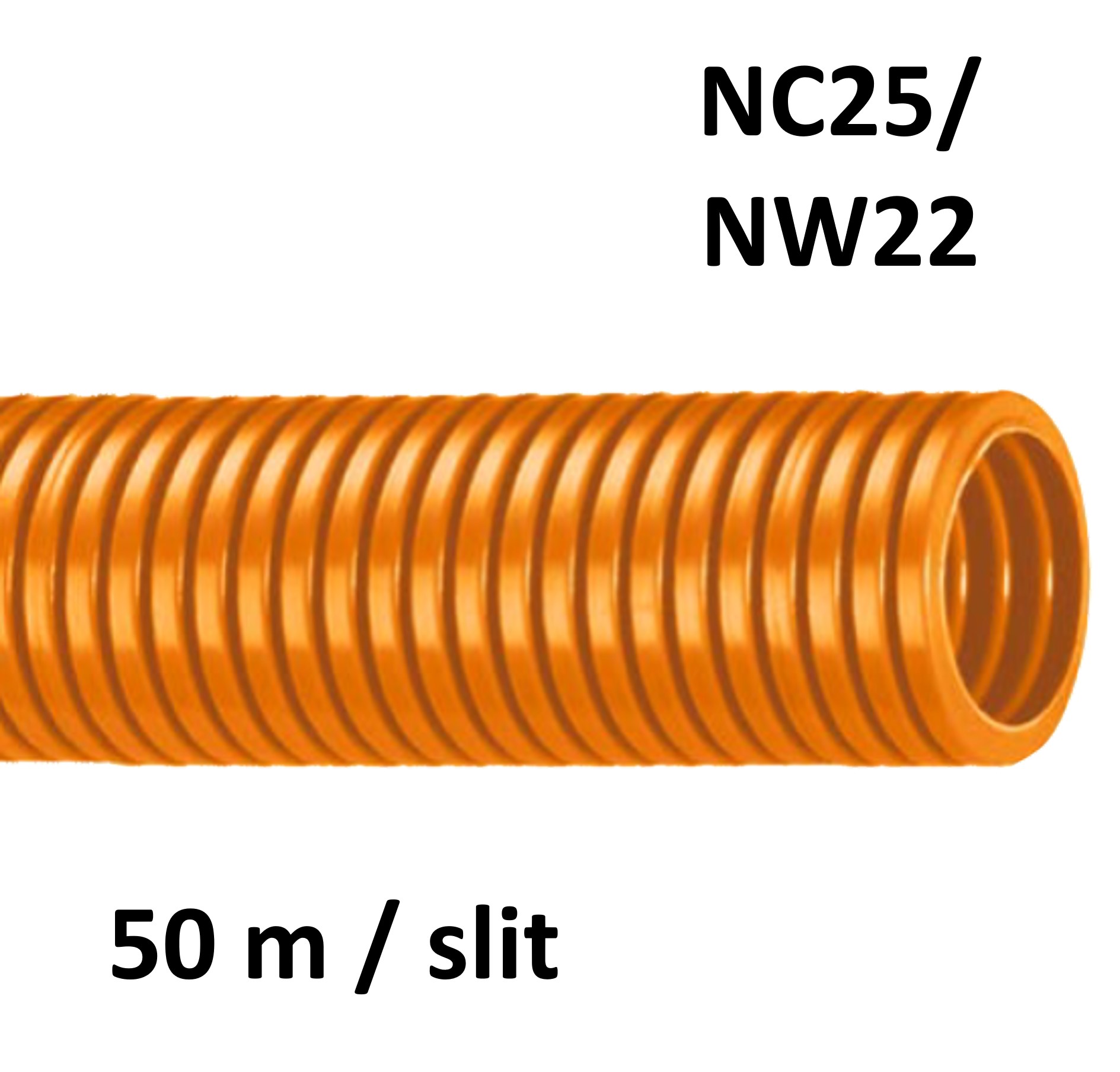 ABB Harnessflex NC25-S/OR/50M - NC Corrugated Standard Tube PA6 orange slit NC25 / NW22 (50 m coil) 