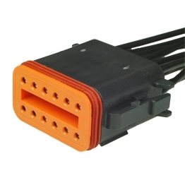 DT06-12SA-CE02-PT - Full assembled 12 Way Plug Deutsch DT-Series with Reduced Dia. Seal (E-Seal), black