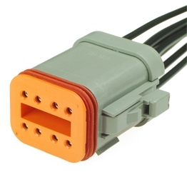 DT06-08SA-CE01-PT - Full assembled 8 Way Plug Deutsch DT-Series with Reduced Dia. Seal (E-Seal) and End Cap