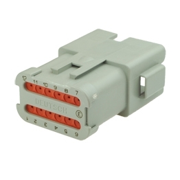 Deutsch DT04-12PA-CE01 - 12 Way Receptacle Deutsch DT-Series with Reduced Dia. Seal (E-Seal) and End Cap