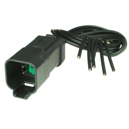 DT04-6P-CE03-PT - Full assembled 6 Way Receptacle Deutsch DT-Series with Reduced Dia. Seal (E-Seal) and End Cap, black