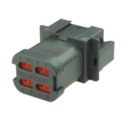 Deutsch DT04-08PA-CE03 - 8 Way Receptacle Deutsch DT-Series with Reduced Dia. Seal (E-Seal) and End Cap, black