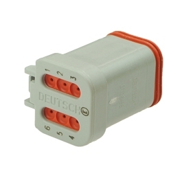 Deutsch DT06-6S-CE01 - 6 Way Plug Deutsch DT-Series with Reduced Dia. Seal (E-Seal) and End Cap